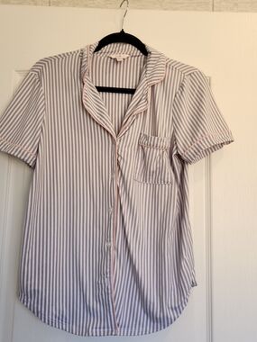 Sweet Treasures Women's Short-Sleeve Striped Pajama Top S Euc